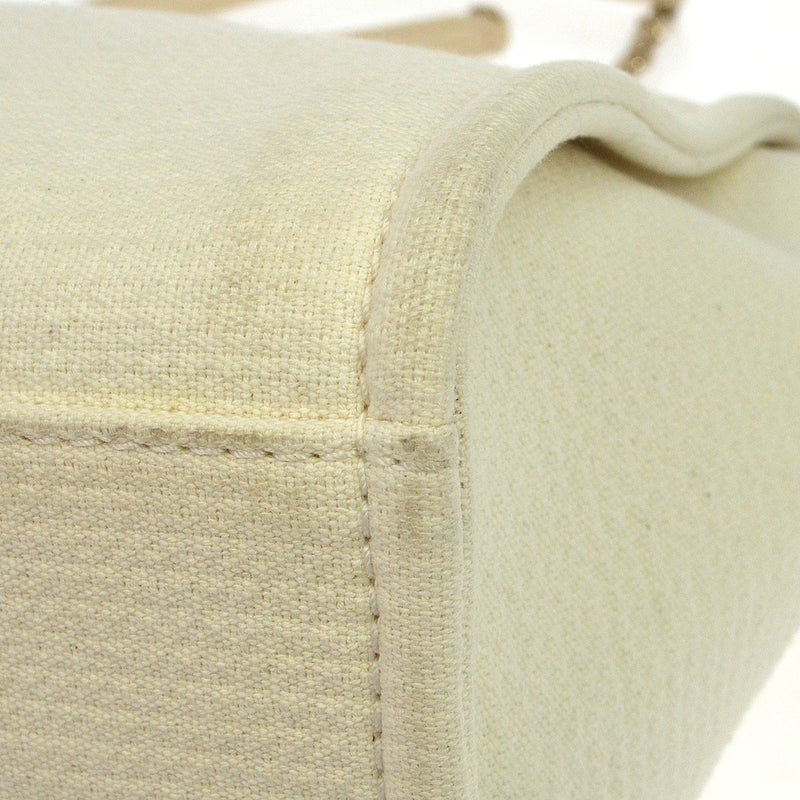 Chanel Deauville Nm Mixed Fibers White Canvas Bag