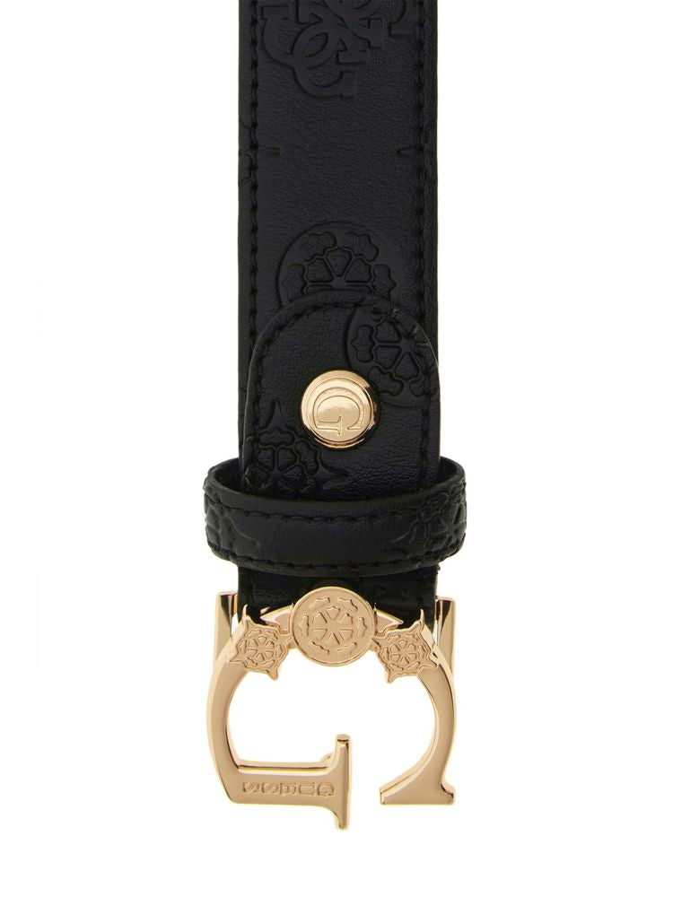 Guess Logo Embossed Belt — Black Polyester