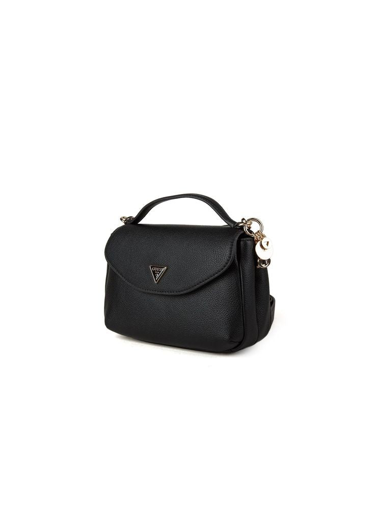 Guess Evie Top Handle Bag — Black Polyurethane