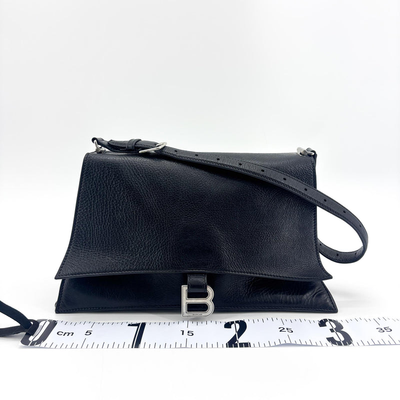 Balenciaga Downtown Soft Hourglass Leather Black Bag