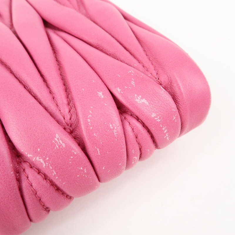 Miu Miu Zip Wristlet Matelasse Leather Pink Bag