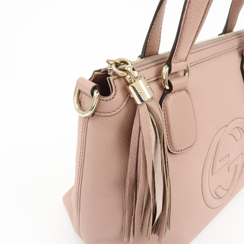 Gucci Soho Convertible Soft Top Handle Leather Pink Bag