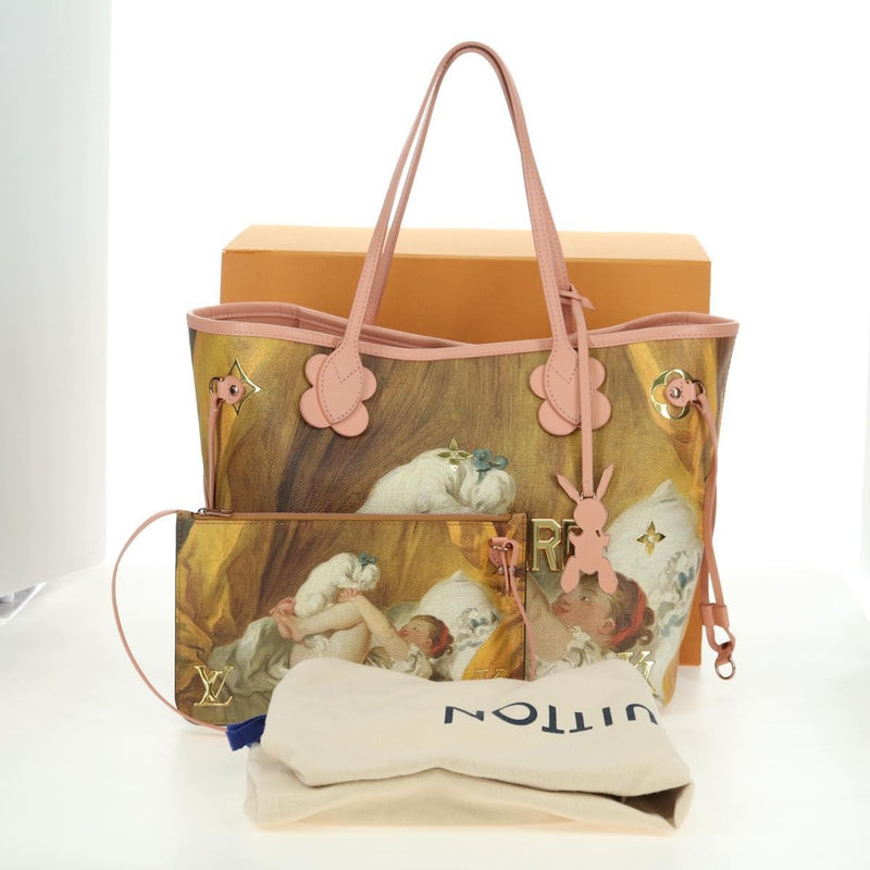 Louis Vuitton Neverfull Nm Limited Edition Jeff Koons Fragonard Print Canvas Pink Bag