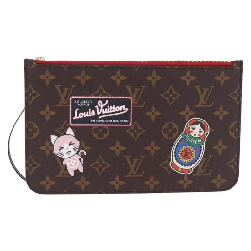 Louis Vuitton Neverfull Pochette Limited Edition World Tour Monogram Canvas Brown Bag
