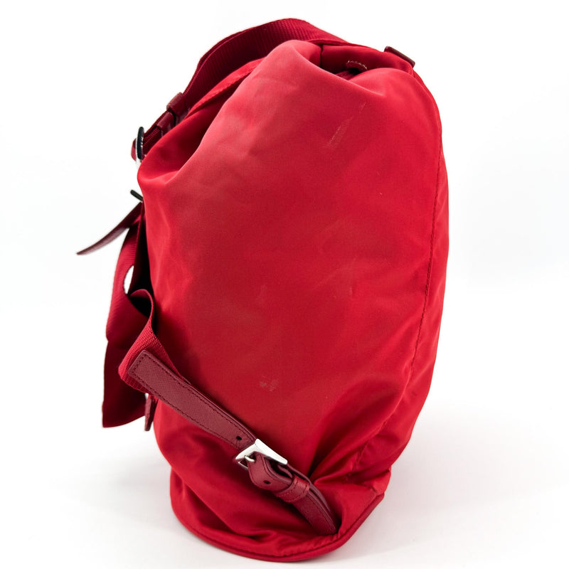 Prada Front Zip Drawstring Tessuto Red Nylon Bag