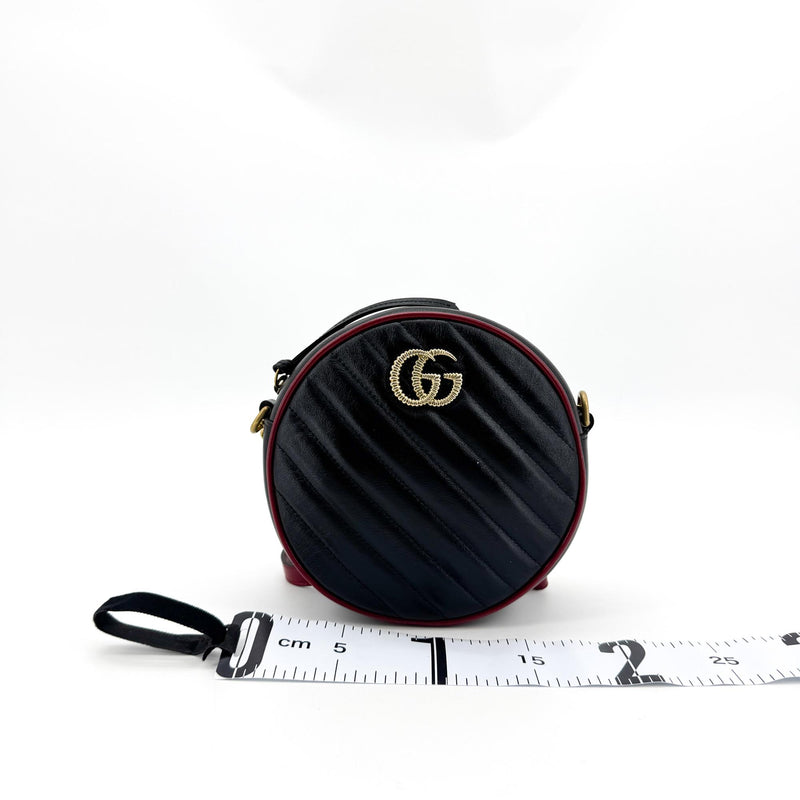 Gucci Gg Marmont Round Matelasse Leather Black Bag