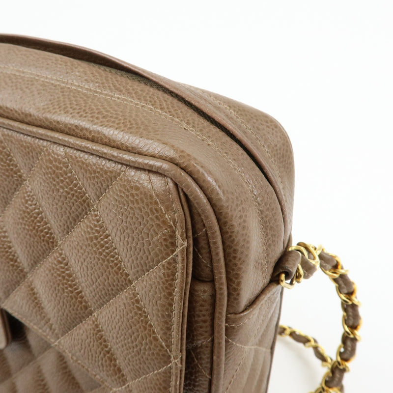 Chanel Vintage Front Pocket Camera Quilted Caviar Brown Leather Bag