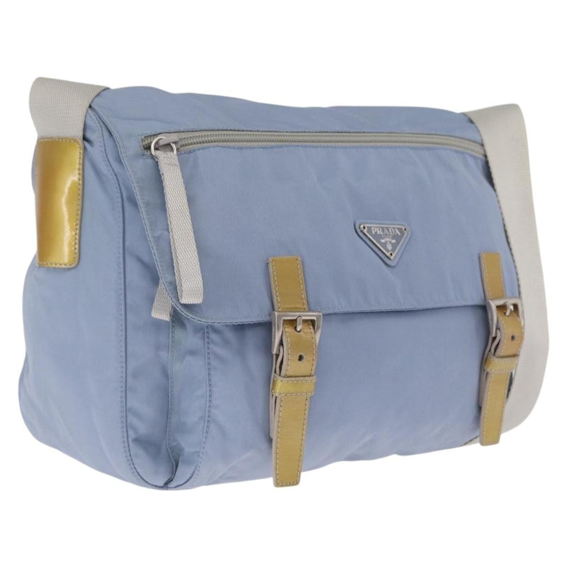 Prada Double Buckle Flap Messenger Re-Nylon Blue