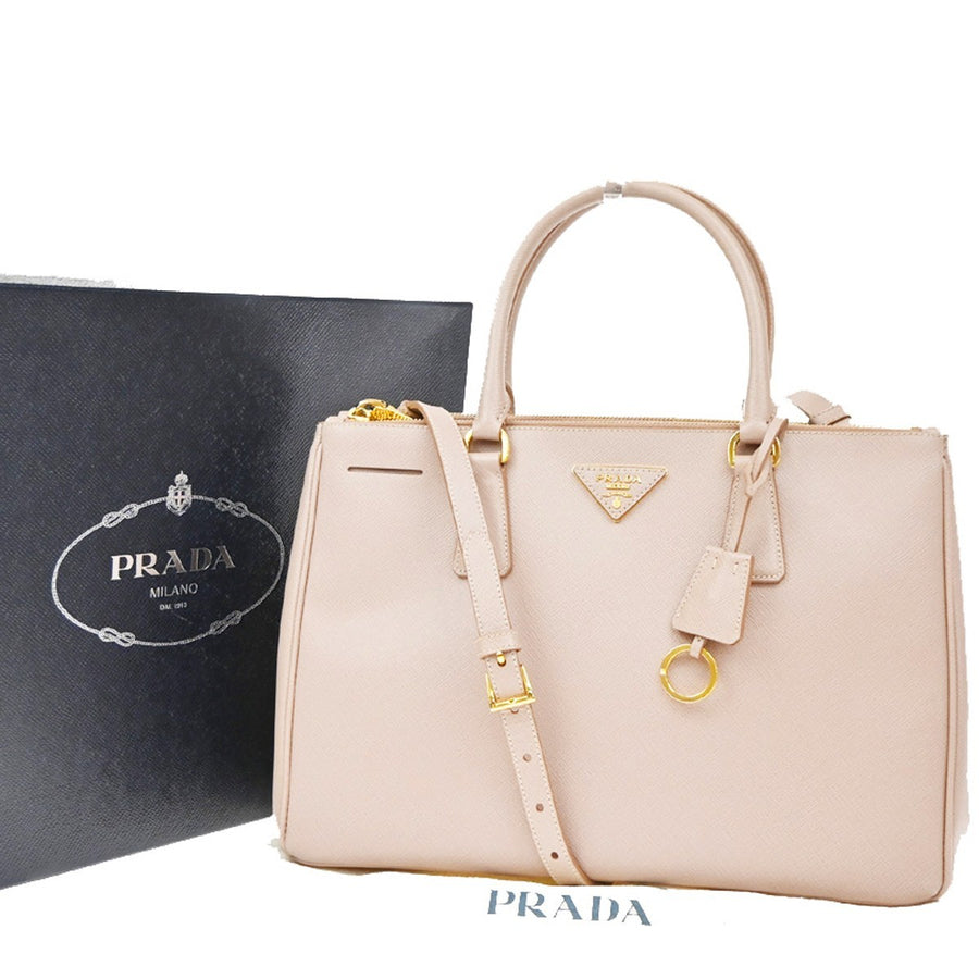 Prada Double Zip Lux Saffiano Leather Pink Bag