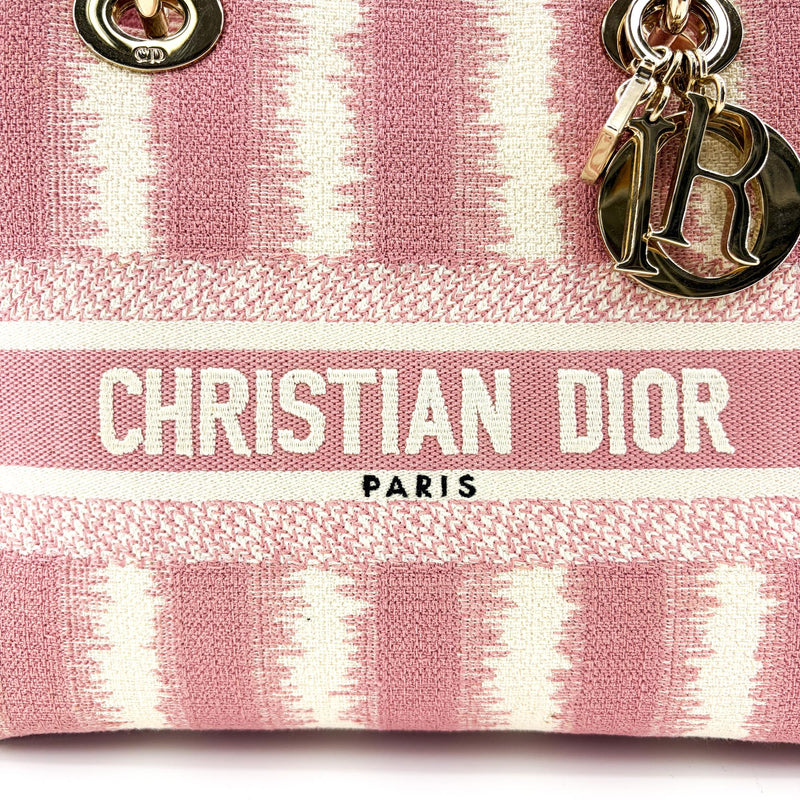 Christian Dior Lady D-Lite Embroidered Canvas Pink Bag