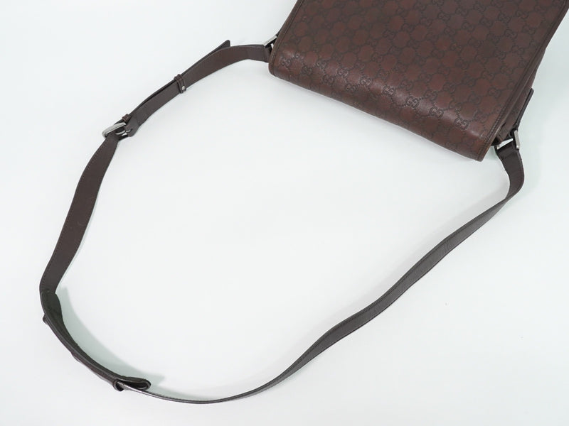 Gucci Flap Messenger Bag (outlet) Guccissima Leather Brown