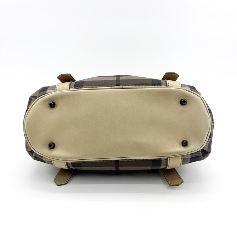 Burberry Manor Quilted Leather Black Canvas Bag