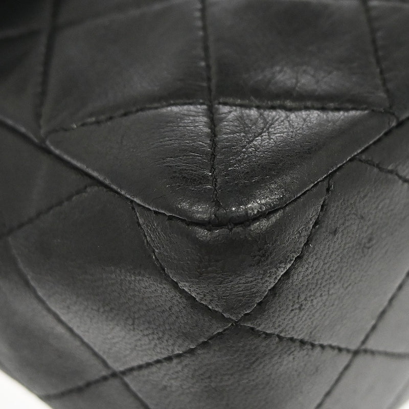 Chanel Vintage Square Classic Flap Quilted Lambskin Black Leather Bag