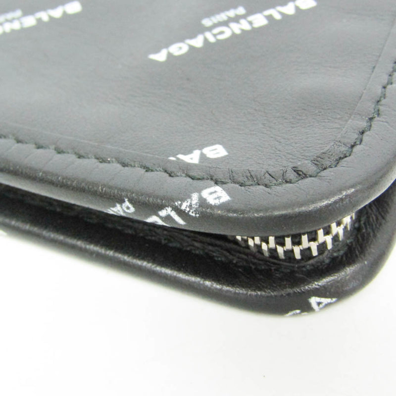 Balenciaga Logo Bazar Leather Black Bag