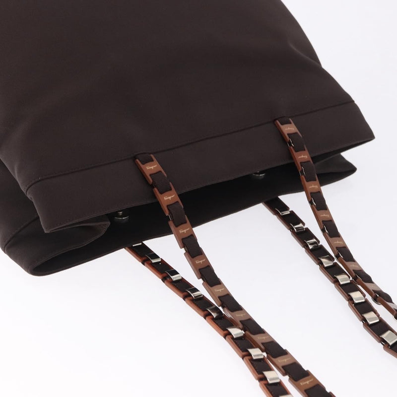 Salvatore Ferragamo Gancini Canvas Brown Bag