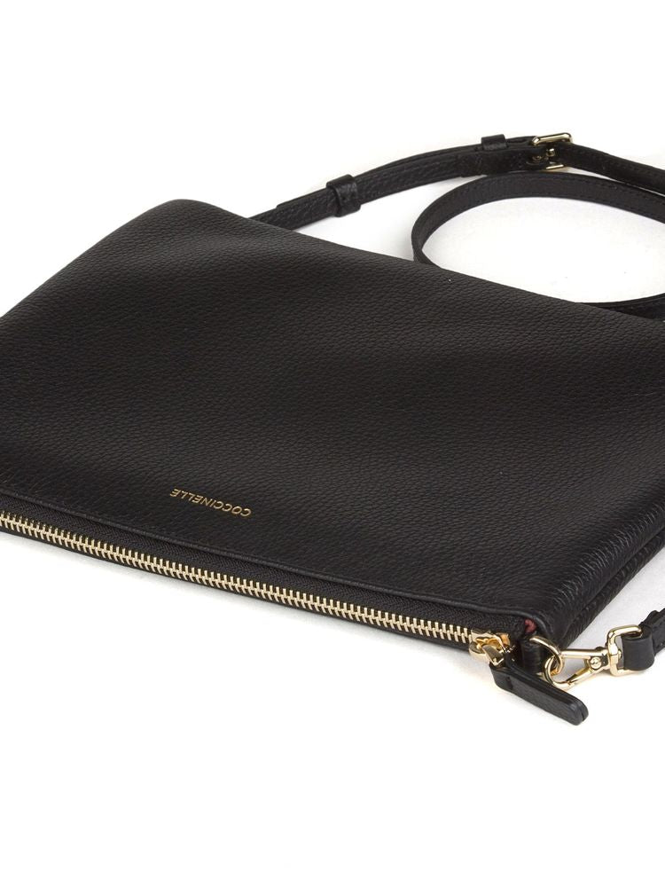 Coccinelle Grained Cowhide Crossbody Bag — Black