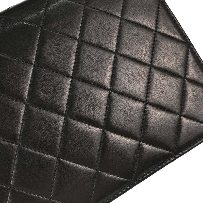 Chanel Vintage Full Flap Quilted Lambskin Black Leather Bag