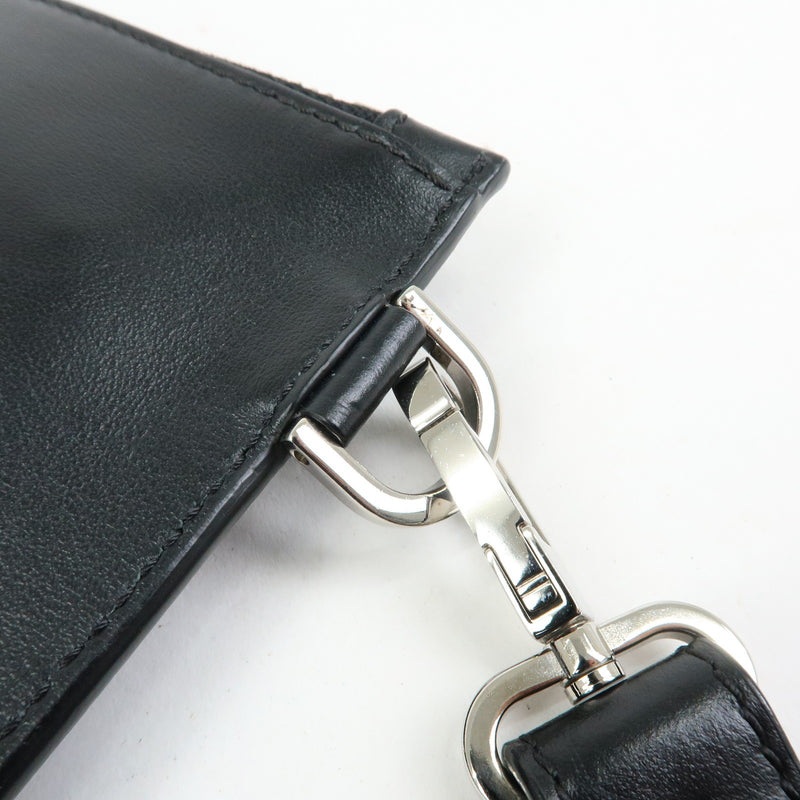 Versace Wristlet Printed Leather Black Bag