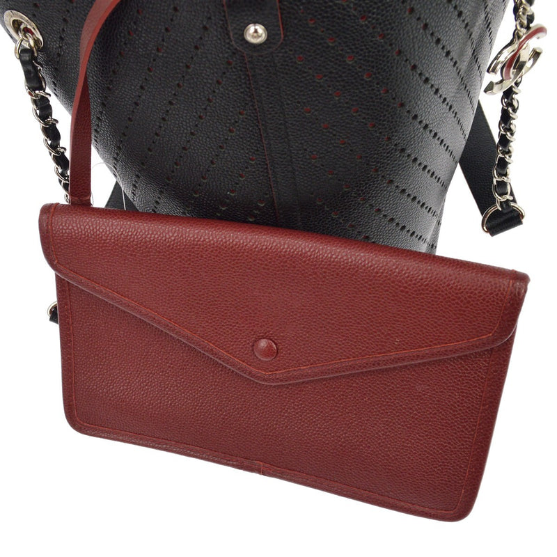 Chanel Shopping Perforated Caviar Black Leather Bag