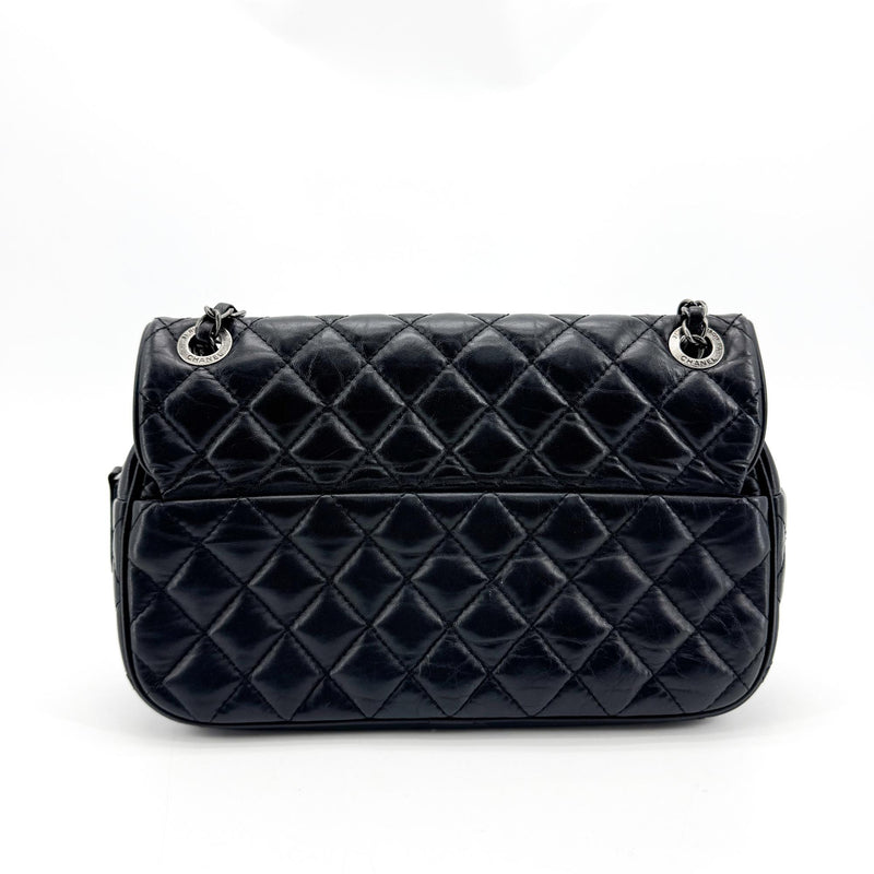 Chanel Flap Messenger Quilted Calfskin Black Leather