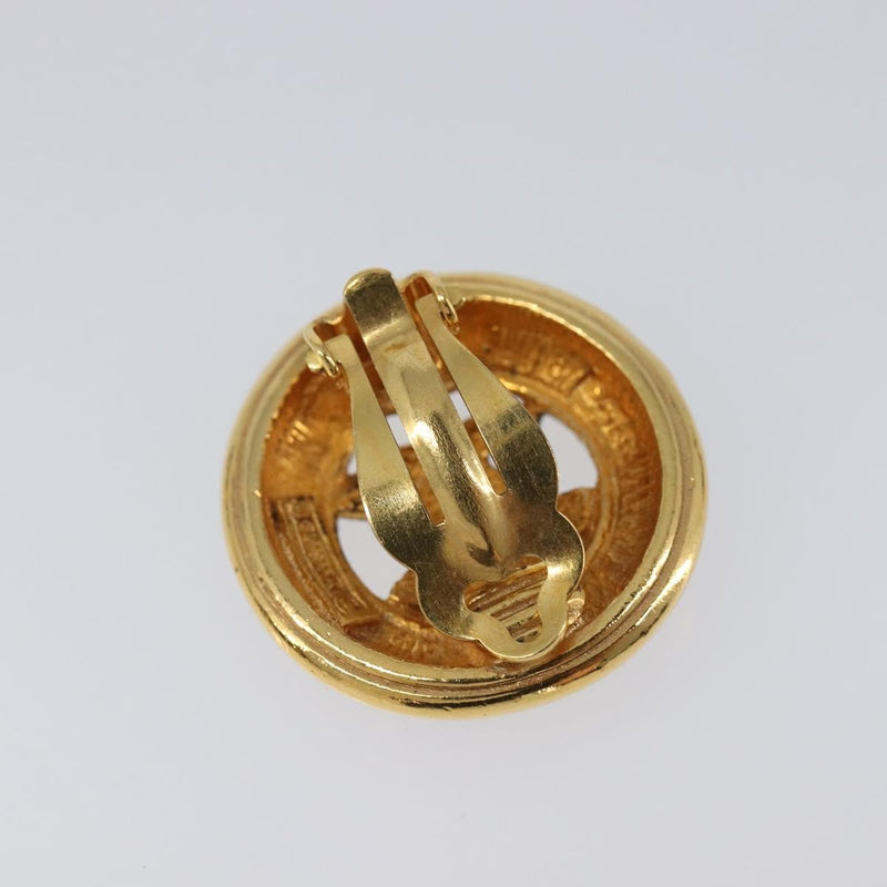 Chanel Vintage Cc Round Clip-On Metal Gold Bijoux