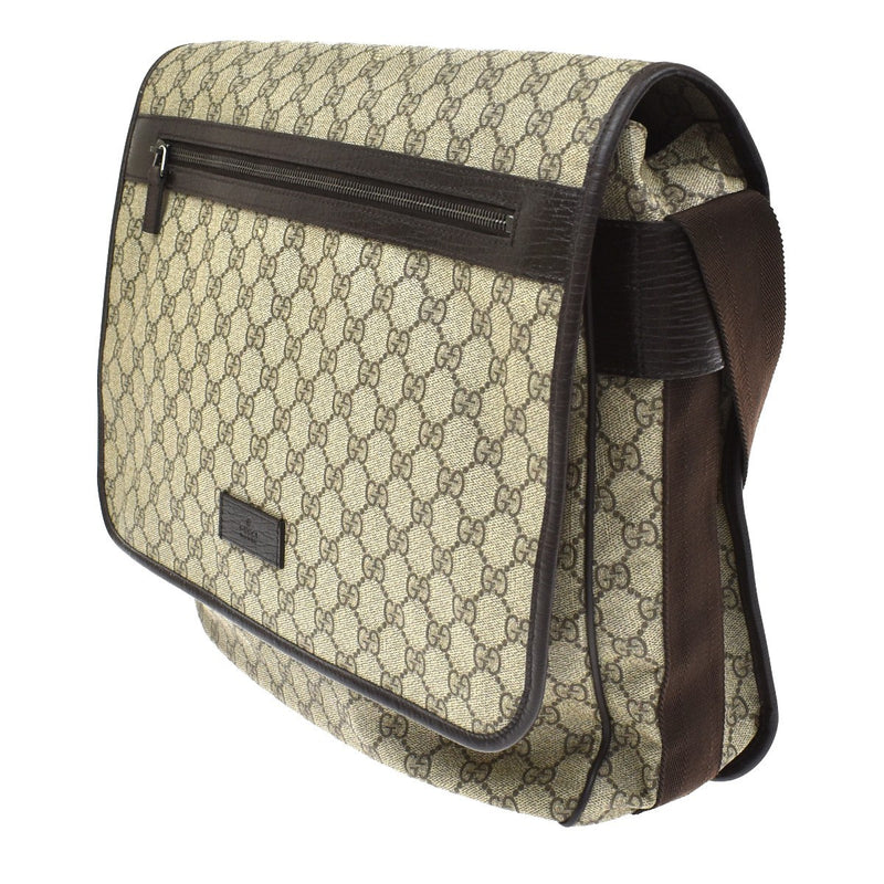 Gucci Web Strap Messenger Gg Coated Canvas Brown Leather