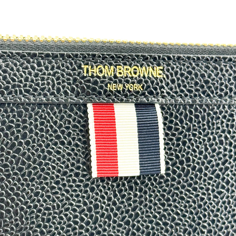 Thom Browne Zip Document Holder Leather With Applique Black Bag