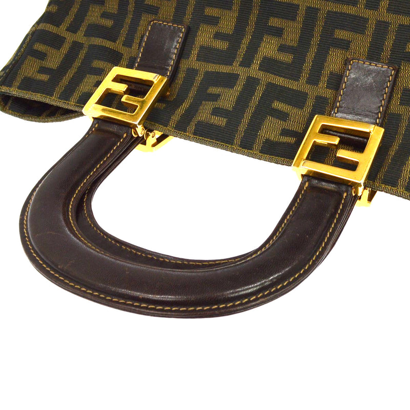 Fendi Vintage Top Handle Zucca Canvas Brown Bag