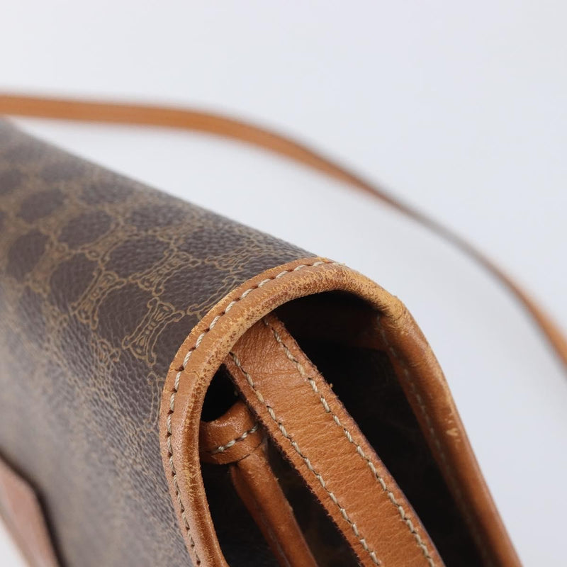 Celine Macadam Shoulder Canvas Brown Bag