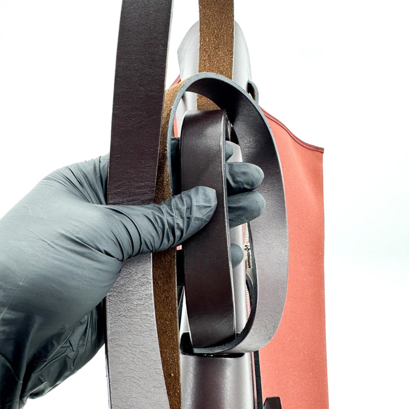 Hermes Herbag Zip Leather And Toile Brown Canvas Bag
