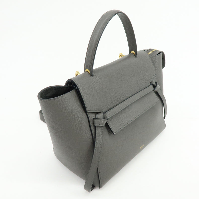 Celine Belt Textured Leather Gray Calfskin Bag