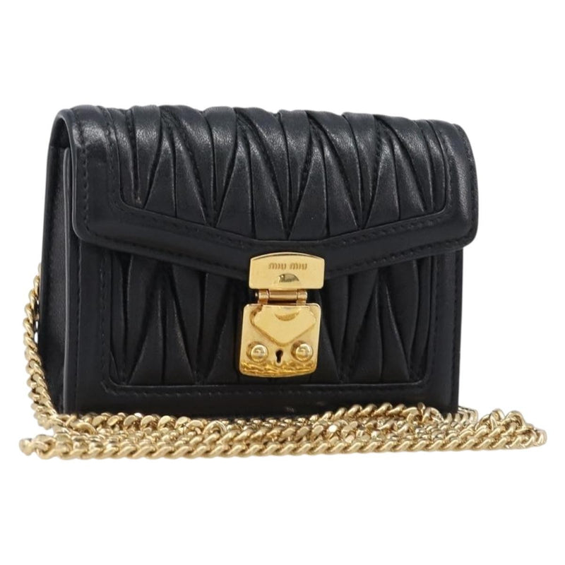 Miu Miu Biker Chain Matelasse Leather Black Bag