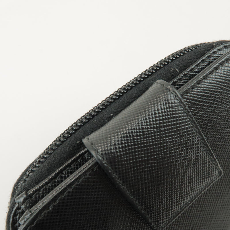 Prada Bifold Zip Around Saffiano Leather Black Accessory