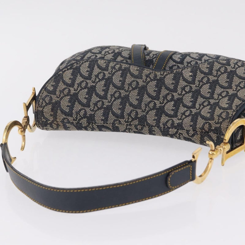 Christian Dior Vintage Double Saddle Diorissimo Canvas Navy Bag