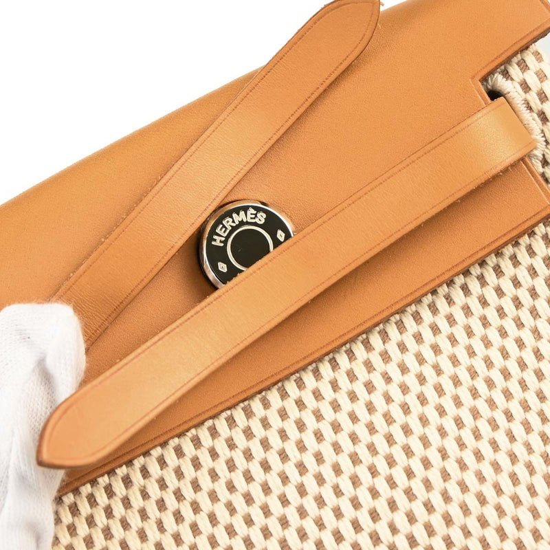 Hermes Herbag Toile And Leather Beige Canvas Bag