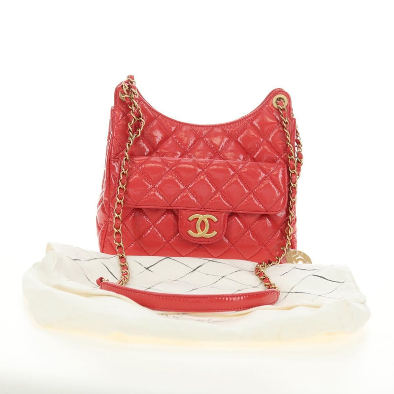Chanel Wavy Cc Hobo Quilted Crumpled Calfskin Pink Patent_leather