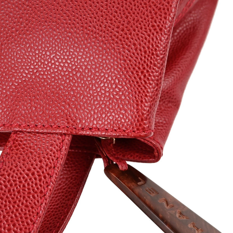 Chanel Vintage Logo Caviar Red Leather Bag