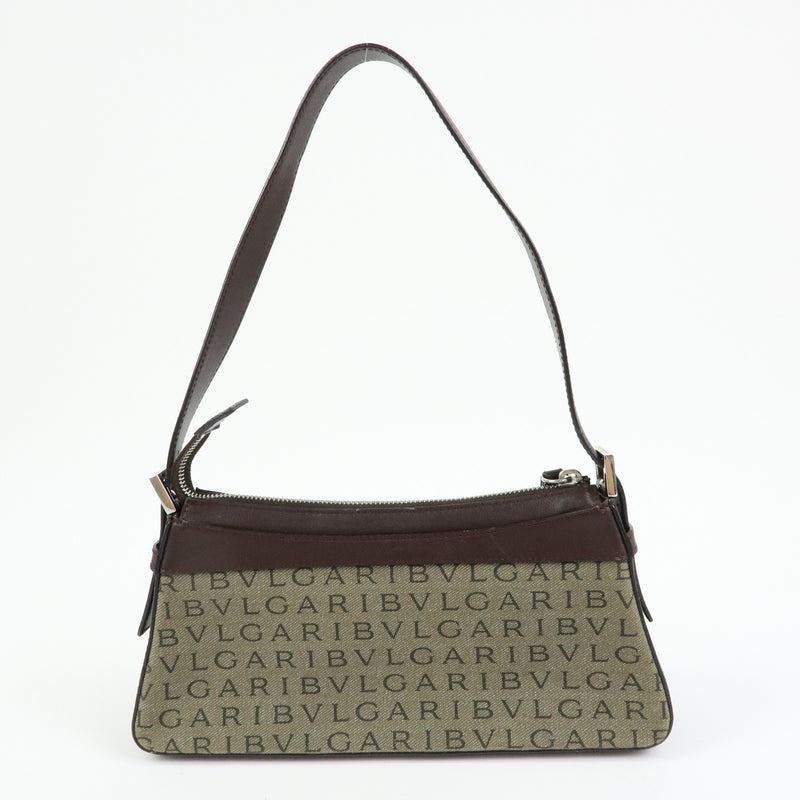 Bvlgari Logomania Canvas With Leather Khaki Bag