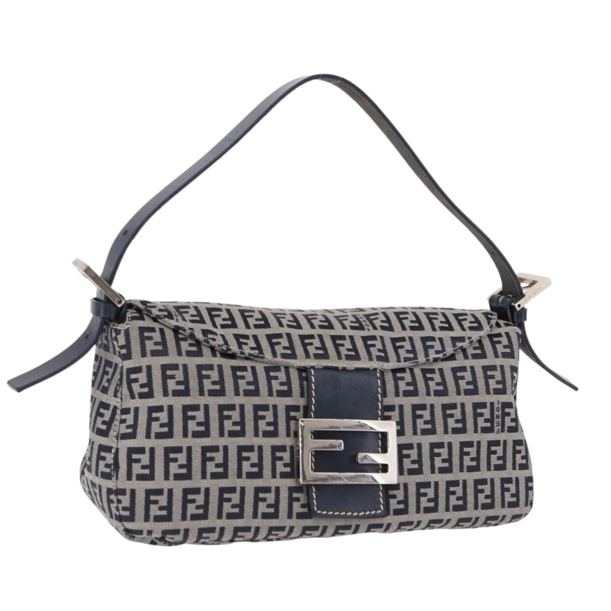 Fendi Baguette Zucchino Canvas Navy Bag