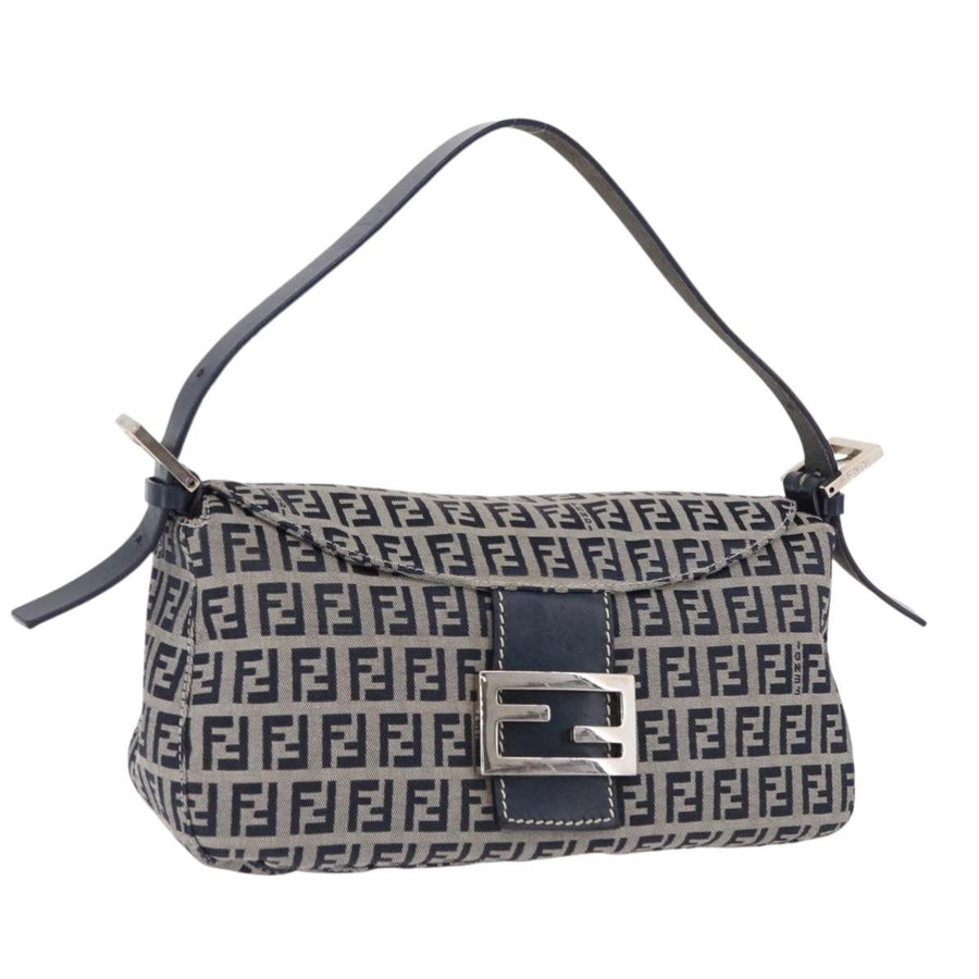 Fendi Baguette Zucchino Canvas Navy Bag