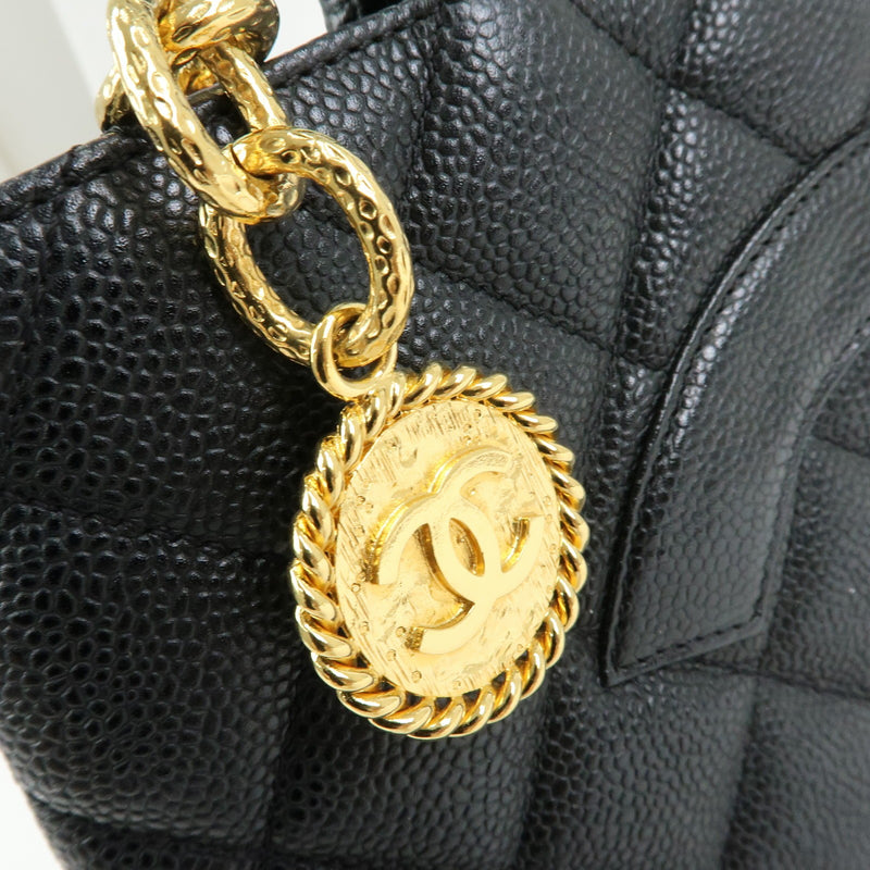 Chanel Medallion Quilted Caviar Black Leather Bag