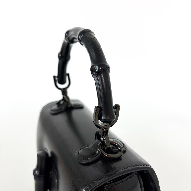 Gucci Bamboo 1947 Top Handle Leather Black Bag