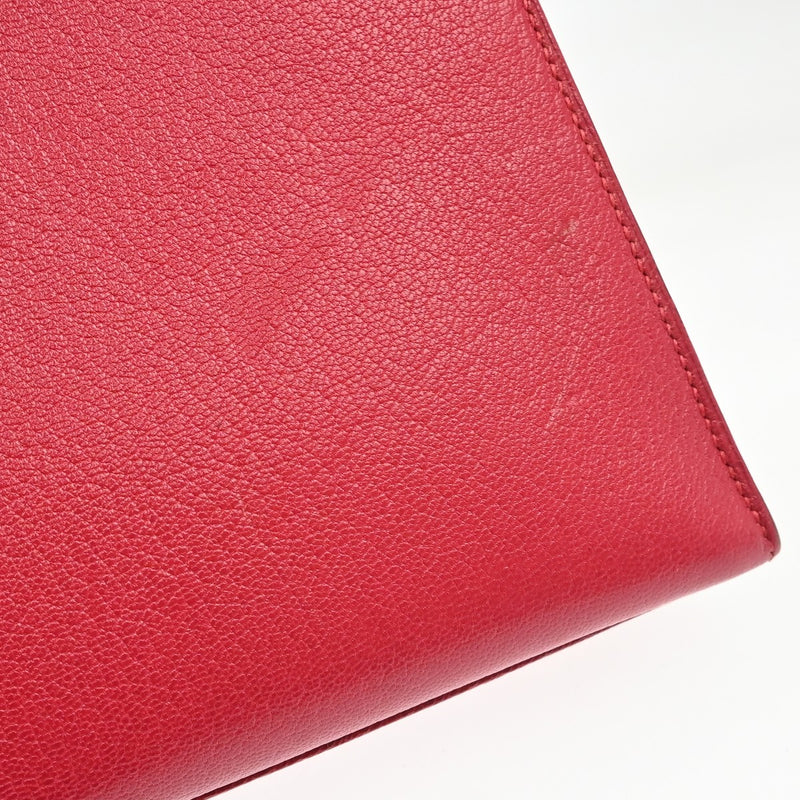 Hermes Kelly Red Chevre De Coromandel With Palladium Hardware Pink Calfskin Bag