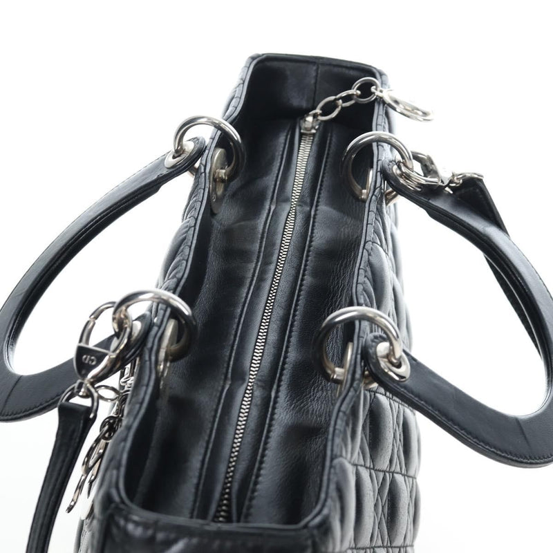 Christian Dior Lady Lambskin Black Leather Bag