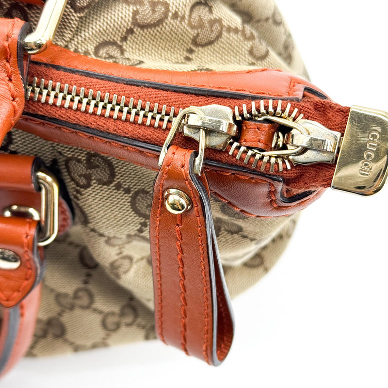 Gucci Sukey Top Handle Satchel Gg Canvas With Leather Brown