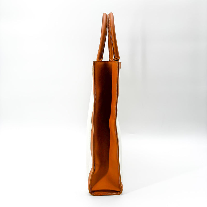Celine Vertical Cabas Canvas With Leather Beige Bag