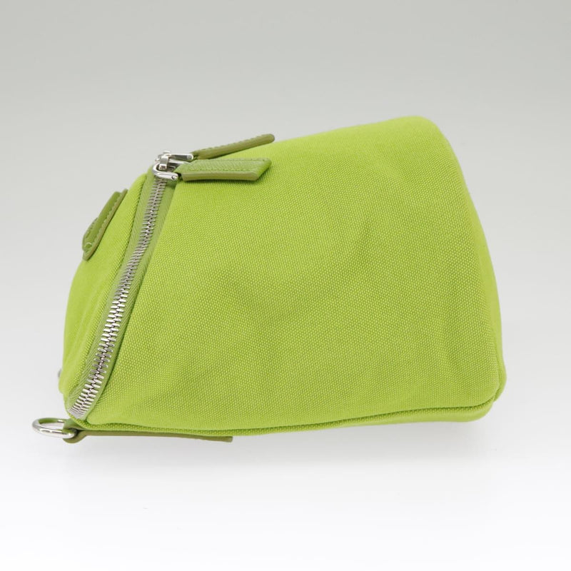 Prada Zipped Triangle Canvas Green Bag