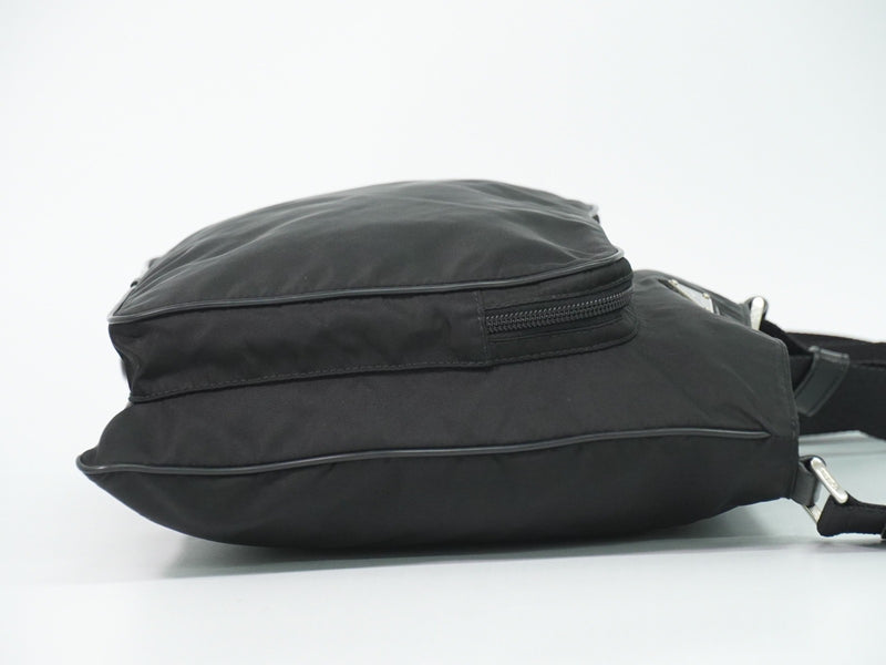 Prada Front Pocket Messenger Quilted Tessuto Black Nylon