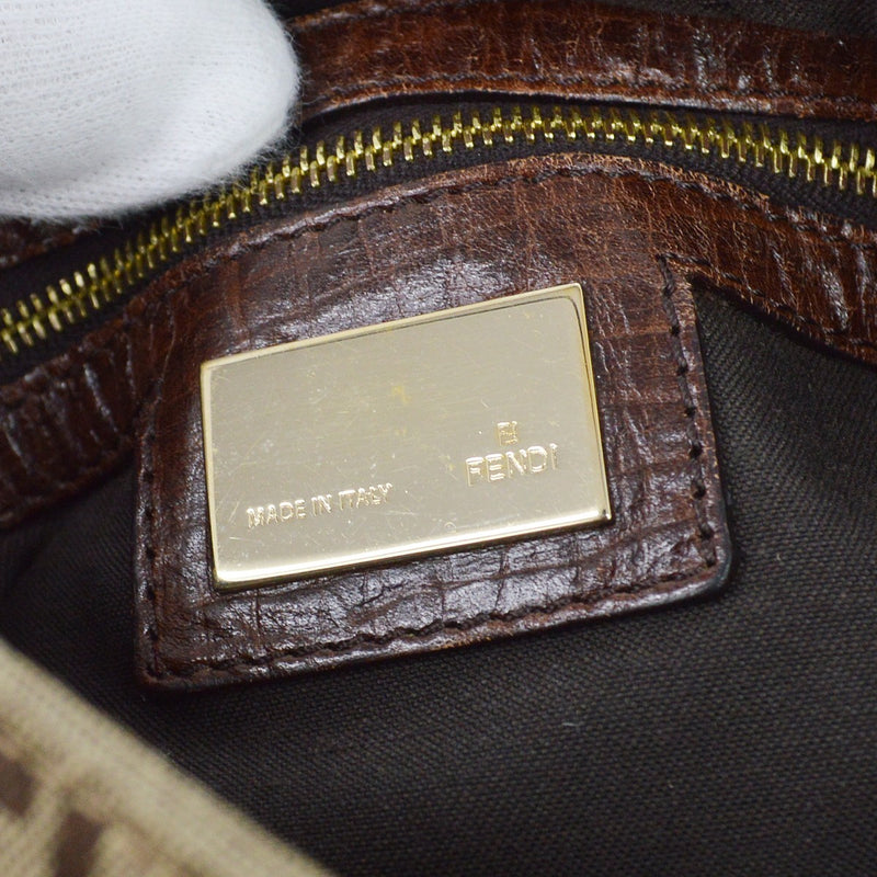 Fendi Zucchino Canvas Mamma Baguette Brown Bag