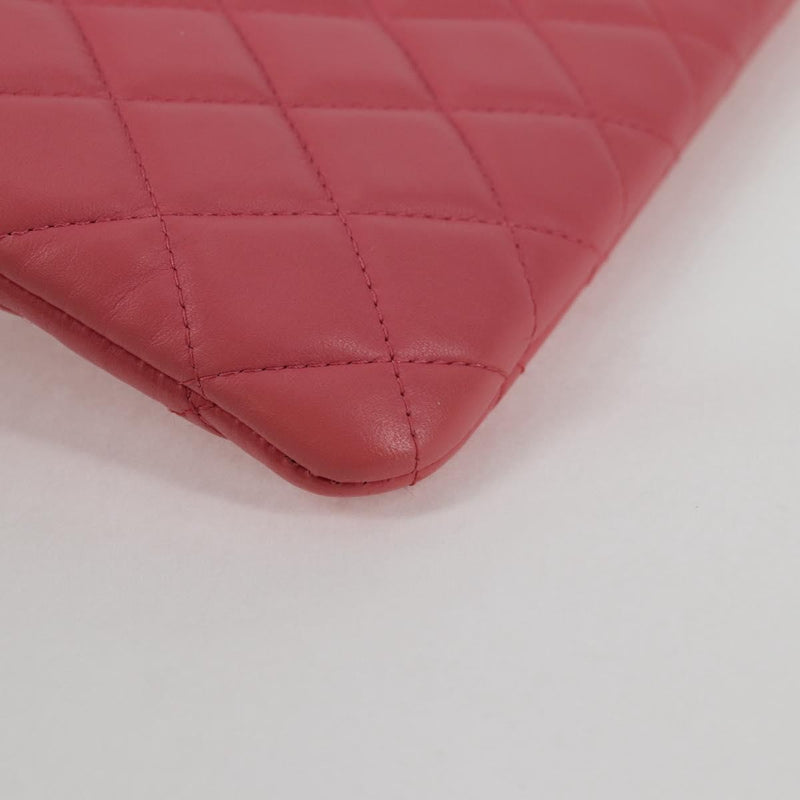 Chanel Cc Casino O Case Clutch Quilted Lambskin Pink Leather